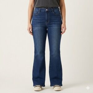Vipones High Rise Flare Jeans Dark Wash Raw Step Hem Size 12 EUC